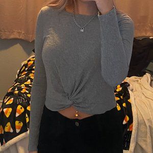 Aerie Long Sleeve Front Tied Shirt